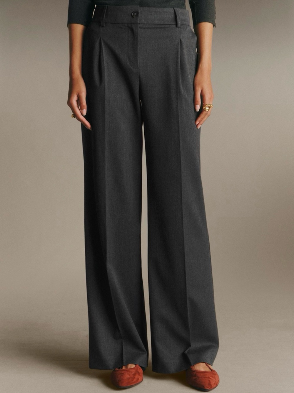 Sezane Giacomo Trousers Mottled Grey - Size 8